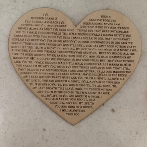 Personalized wooden song lyrics heart