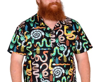 Snakes Pattern In Black-Hawaiian Shirt