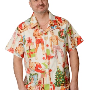 Hunky Christmas Elf Pattern - Hawaiian Christmas Shirt