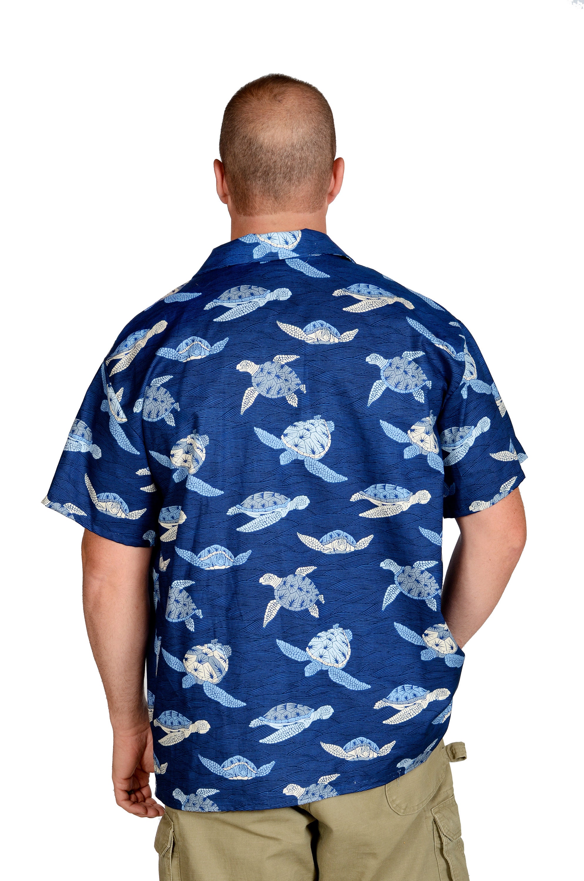 Discover Camisa Hawaiana Azul con Botones Unisex