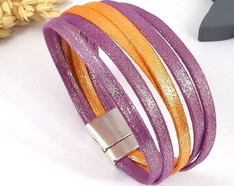 Laminated cord bracelet with silver plate clasp 15mm