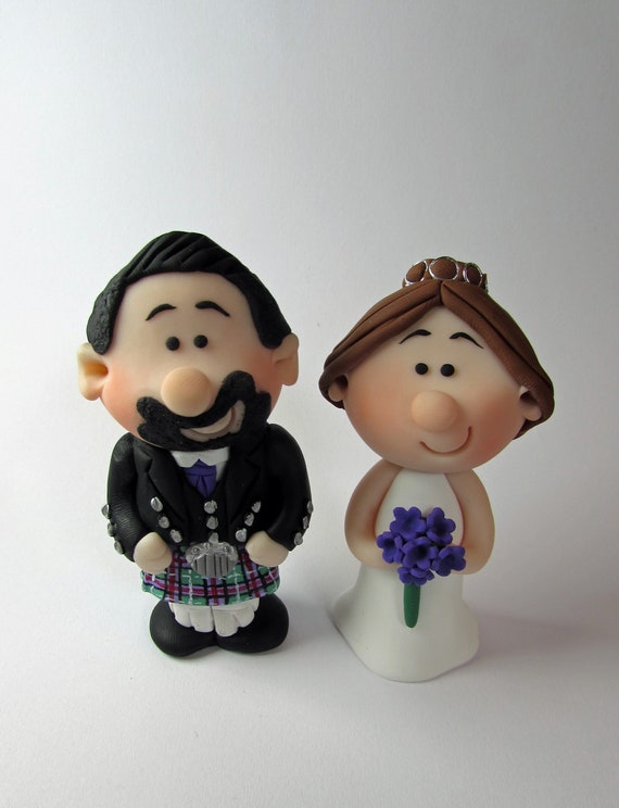 Scottish Bride and Groom Wedding Cake Topper Budget Mini Etsy