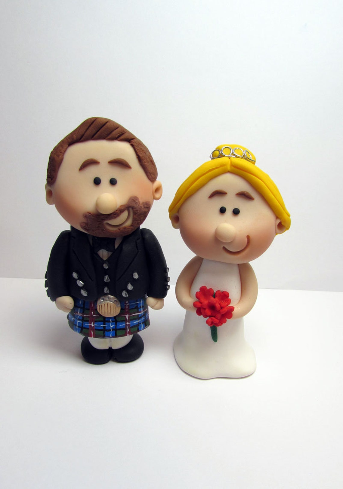 Scottish Bride and Groom Wedding Cake Topper Budget Mini Etsy