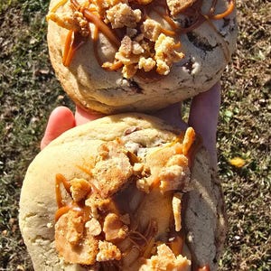 Waffle Cone Fudge Stuffed Cookie- gourmet cookies, cottage food friendly, stuffed cookies, filled cookies, oversized cookies