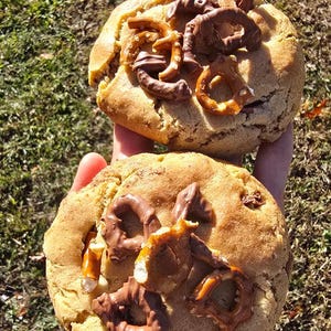Peanut Butter Pretzel Cookie- gourmet cookies, cottage food friendly, filled cookies, stuffed cookies, gourmet recipe