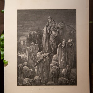 Jacob Goeth into Egypt: Gustave Dore Antique Illustration