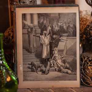Lazarus At The Rich Man&#39;s Gate & The Good Samaritan - Gustave Dore Antique Illustration
