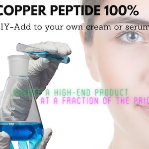 Concentrated Copper peptide Cu-GHK solution - Add to your own cream or serum, serum booster, 10ml 100% 1000 ppm  - Anti-aging DIY solution