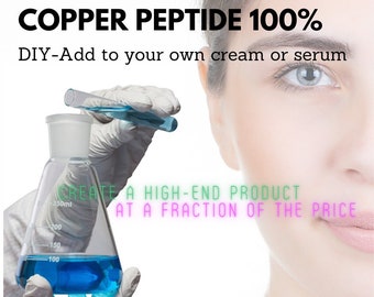 Concentrated Copper peptide Cu-GHK solution - Add to your own cream or serum, serum booster, 10ml 100% 1000 ppm  - Anti-aging DIY solution