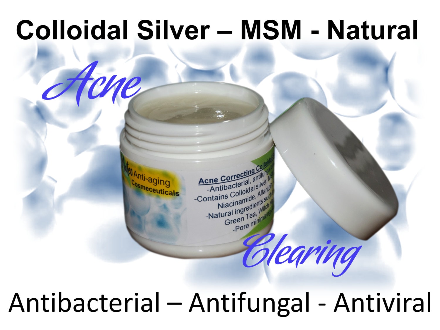 Colloidal Silver MSM Cream for Teenage Acne Spots Pimples