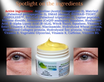 Pyffy Eyes? Dark Circles? Sagging? Wrinkles? Lightweight All-in-One Eye Cream - With ALL known Anti-aging Actives - Syn-Ake, Syn-Coll, DMAE