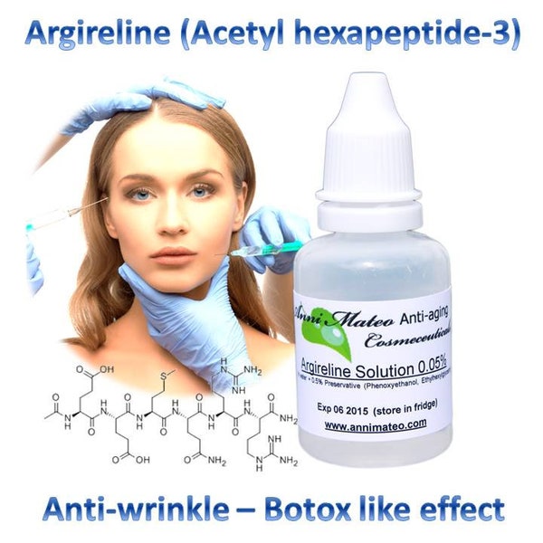 100% Acetyl hexapeptide-3 (Argireline) Solution de peptides anti-rides anti-âge - AJOUTER à votre PROPRE crème - Effet Botox