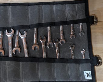 Waxed Canvas Tool Roll for Wrench Set