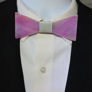 Handmade Pink Glass Bow Tie - Adjustable Adult Formal Wear