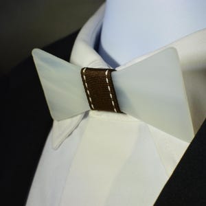 Handmade White Glass Bow Tie - Youth