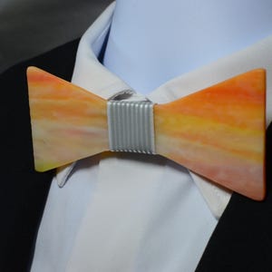 Handmade Orange Glass Bow Tie - Adjustable Adult Fashion