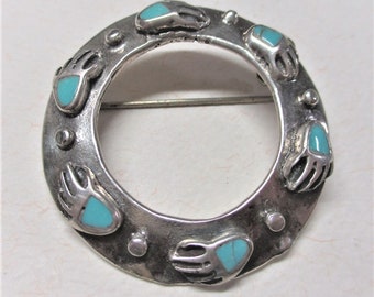 Old Pawn Fred Harvey Era Navajo Bear Paw Pin Ingot Sterling Silver