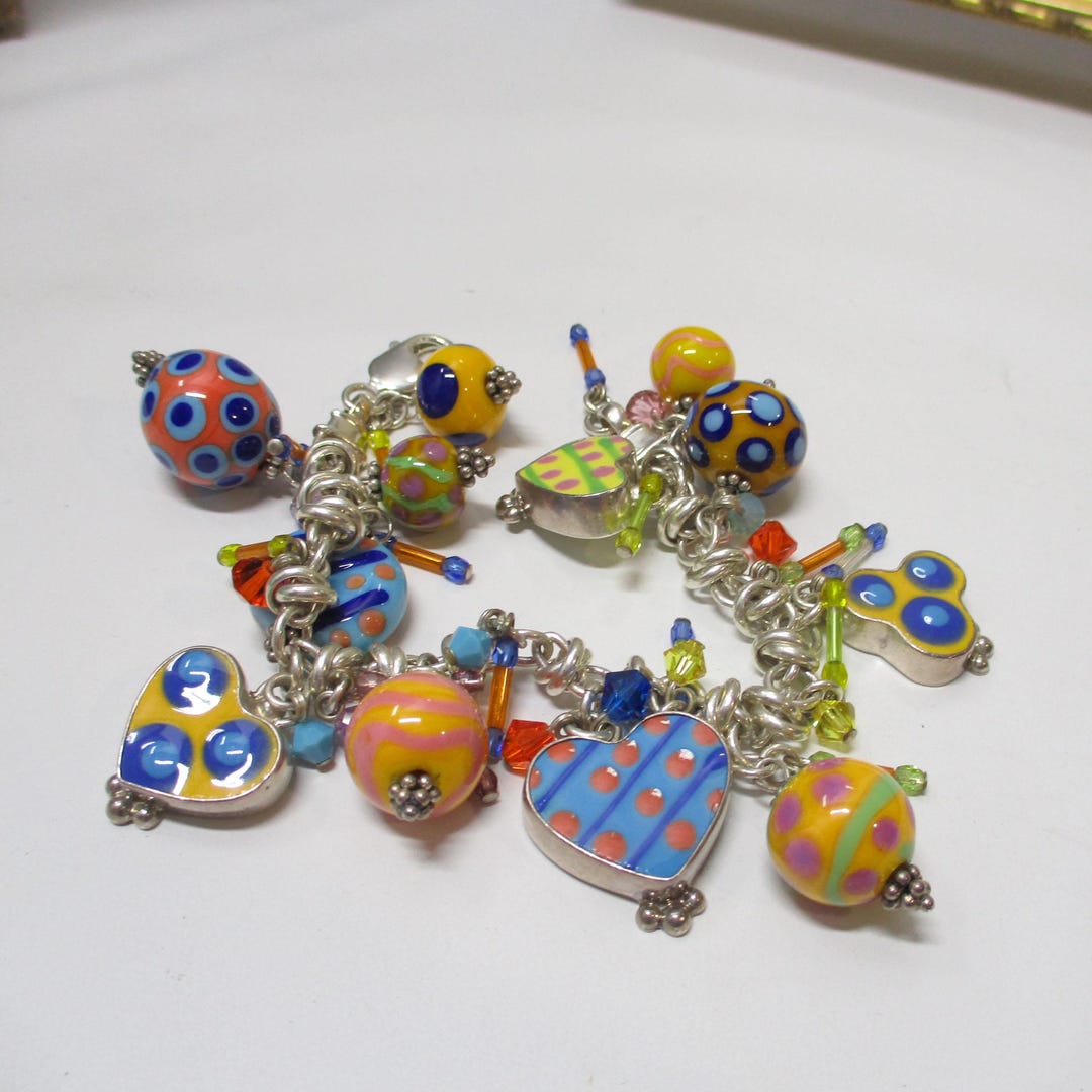 Gr 192 Jacqueline Smiley Sterling Silver, Porcelain and Glass Beads ...