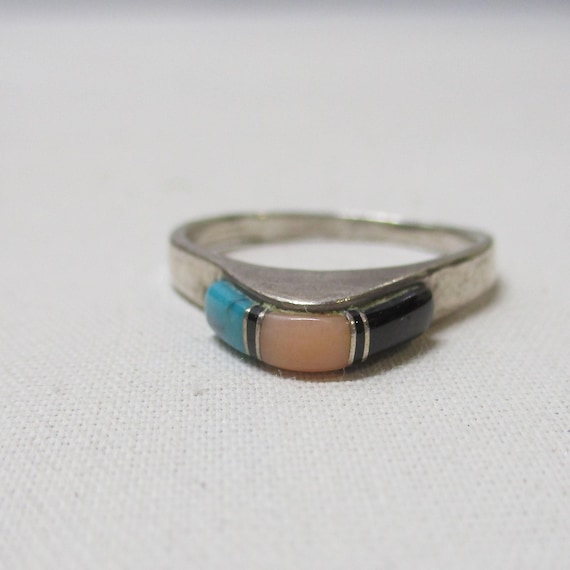 Gr 192 Vintage Old Pawn Zuni Inlay Sterling Silve… - image 1