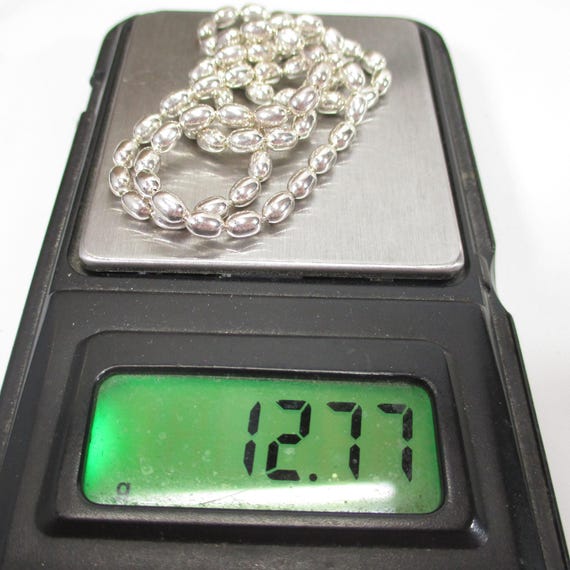 Gr 202 Sterling Silver Solid Bean Link Chain Neck… - image 5