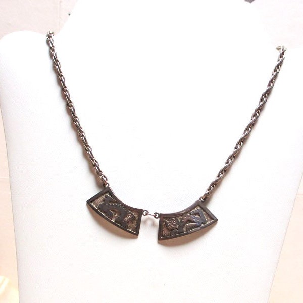 Gr 135 Ecuador Sterling Silver Tribal Necklace 16" Length
