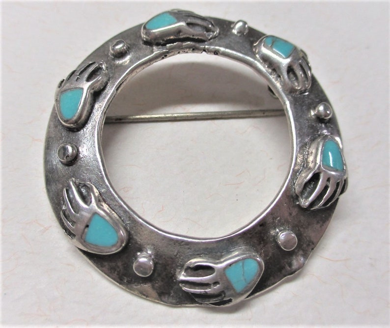 Old Pawn Fred Harvey Era Navajo Bear Paw Pin Ingot Sterling Silver