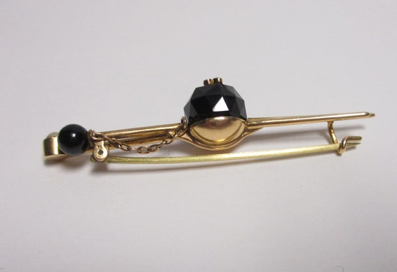 Gr 80 Victorian Solid 15K Rose Gold, Onyx and Pea… - image 4