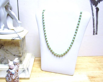 Gr 147 Solid 14K Gold Untreated Celadon Jade and Gold Beads Necklace 20" Length