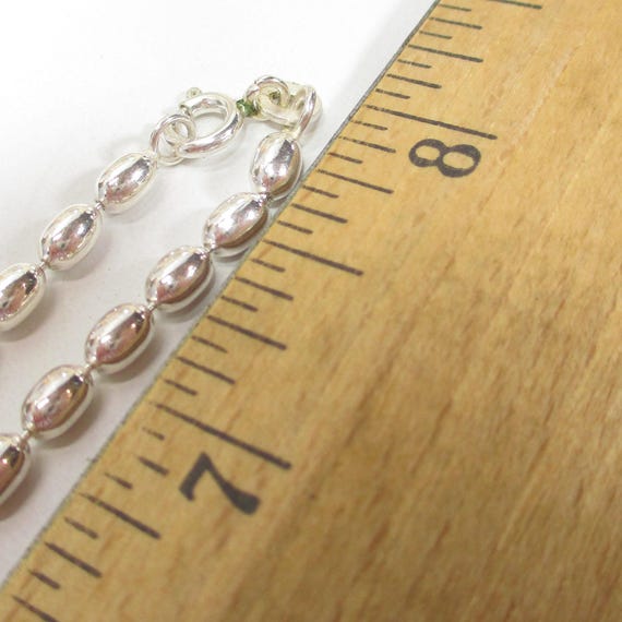 Gr 202 Sterling Silver Solid Bean Link Chain Neck… - image 4