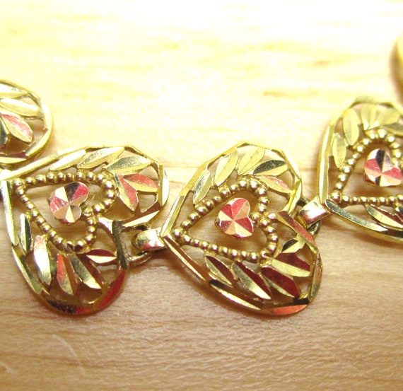 Gr 147 Solid 10K Rose and Yellow Gold Filigree Li… - image 2