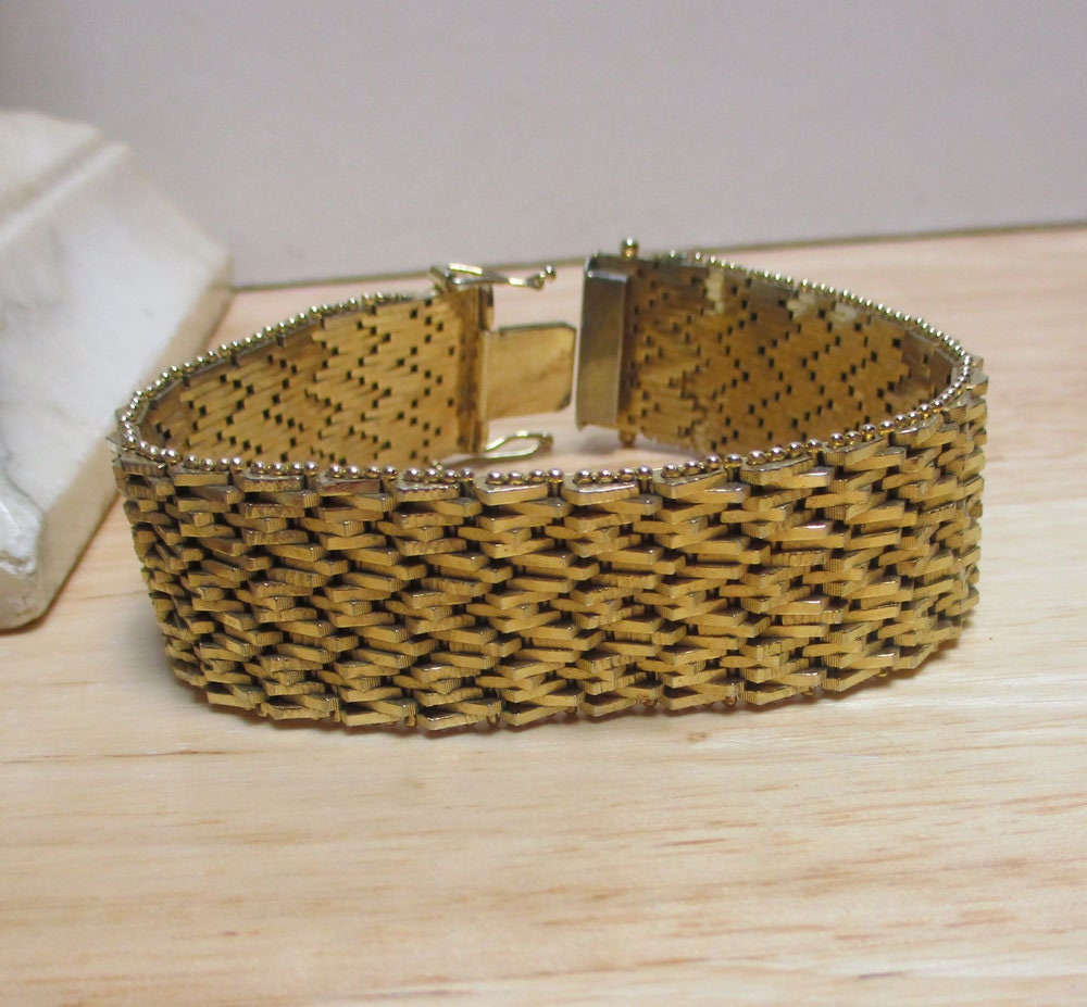 Gr 145 Vintage 18750 Gold-filled Woven Link Bracelet 7