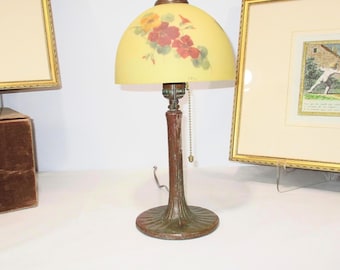 Handel Reverse Painted Arts and Crafts Desk Bronze Lamp 1522
