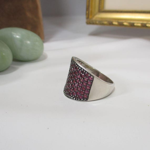 Gr 204 Sterling Silver Ruby Statement Ring Size 11 - image 2