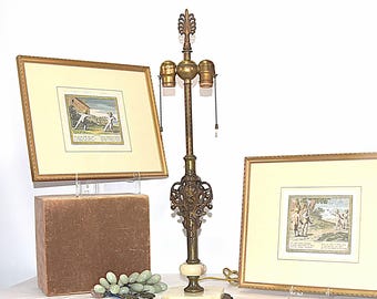 Gr 209 Bronze, Iron and Onyx Art Deco Lion Lamp Base 27 1/2" High