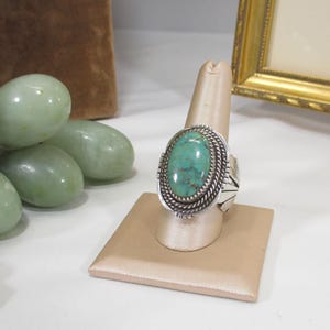 G 217 Navajo Ken Etsitty Sterling Silver Turquoise Signet Ring Size 12