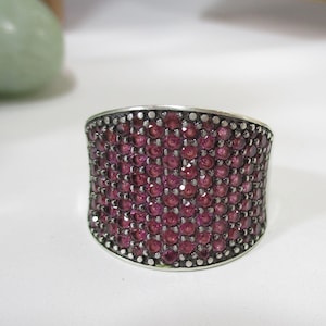 Gr 204 Sterling Silver Ruby Statement Ring Size 11
