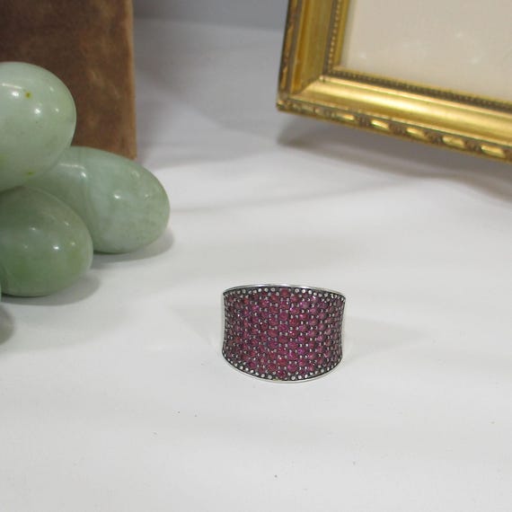 Gr 204 Sterling Silver Ruby Statement Ring Size 11 - image 7