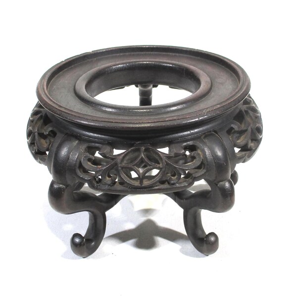 Gr 198 Vintage Chinese Carved Rosewood Vase Plant Stand