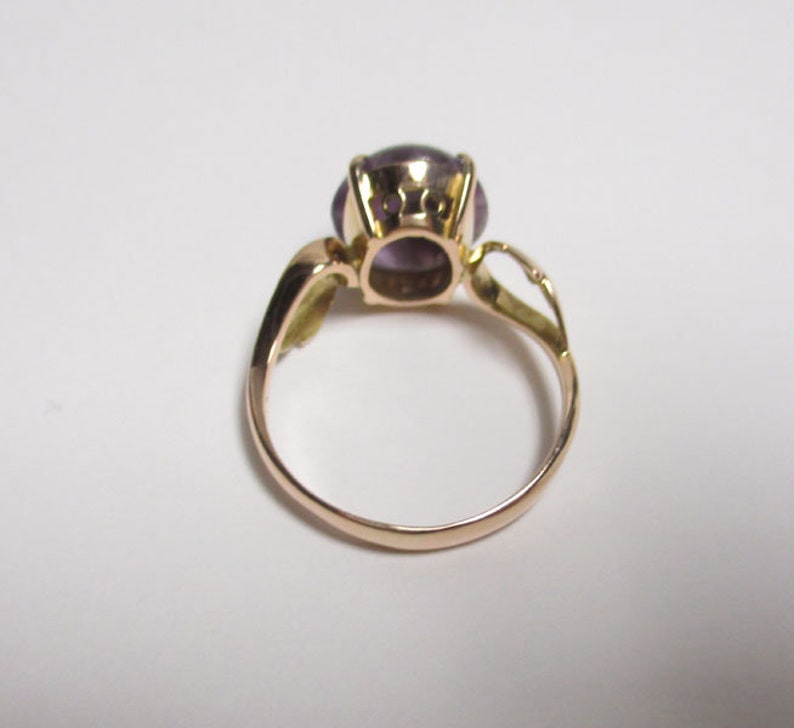 Gr 80 Edwardian14K Rose Gold and Amethyst Ring Floral Setting Size 7 14