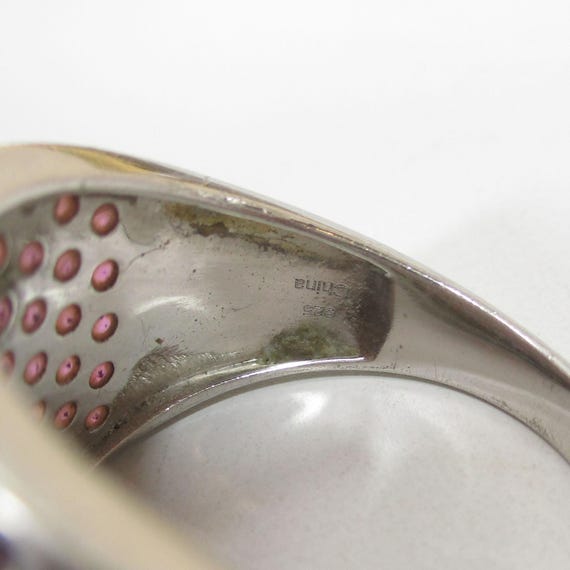 Gr 204 Sterling Silver Ruby Statement Ring Size 11 - image 3