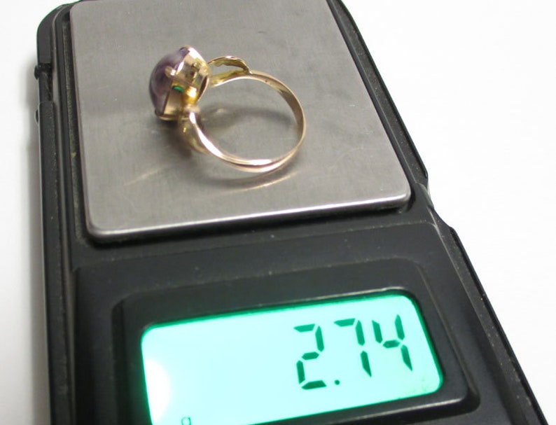 Gr 80 Edwardian14K Rose Gold and Amethyst Ring Floral Setting Size 7 14