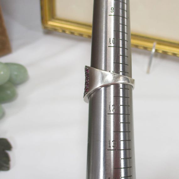 Gr 204 Sterling Silver Ruby Statement Ring Size 11 - image 5