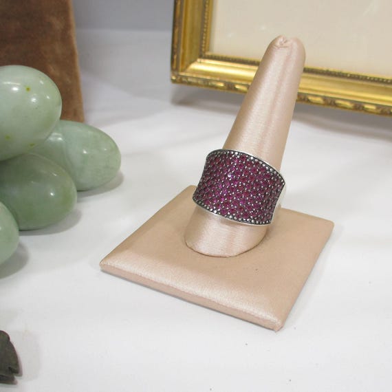 Gr 204 Sterling Silver Ruby Statement Ring Size 11 - image 6