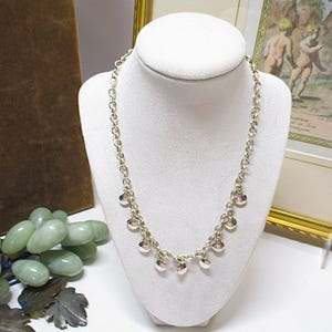 Gr 208 Sterling Silver Rolo Link Dangle Station Necklace 18"