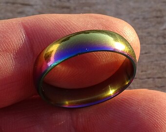 Gay Pride En Acier Inoxydable Rainbow Gem Mariage Promesse Bague Band Taille 5-10