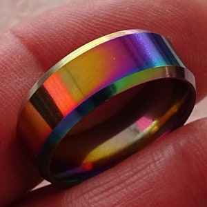 Stainless steel ring,rainbow ring,gay pride ring,lesbian ring,lgbt ring,blue steel ring,stainless steel band