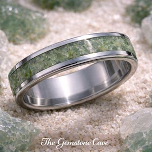 Jade Ring Edelstahl - Hochzeitsring - Inlay Ring Birthstone Schmuck - Boho Geschenk - Good Luck Fülle