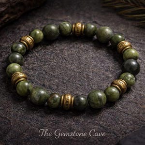 Herren Jade Armband - Handgemacht Schutz Boho Geschenk - Viel Glück Stressabbau