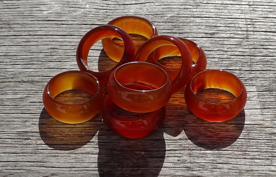 Red Agate Carnelian Solid Band Ring Crystal Quartz Gemstone Healing Jewelry #8 - Foto 10