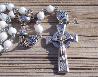 Irish rosary beads,celtic rosary beads,catholic rosary beads,first communion gift,gemstone rosary,prayer beads,crystal rosary,catholic gift
